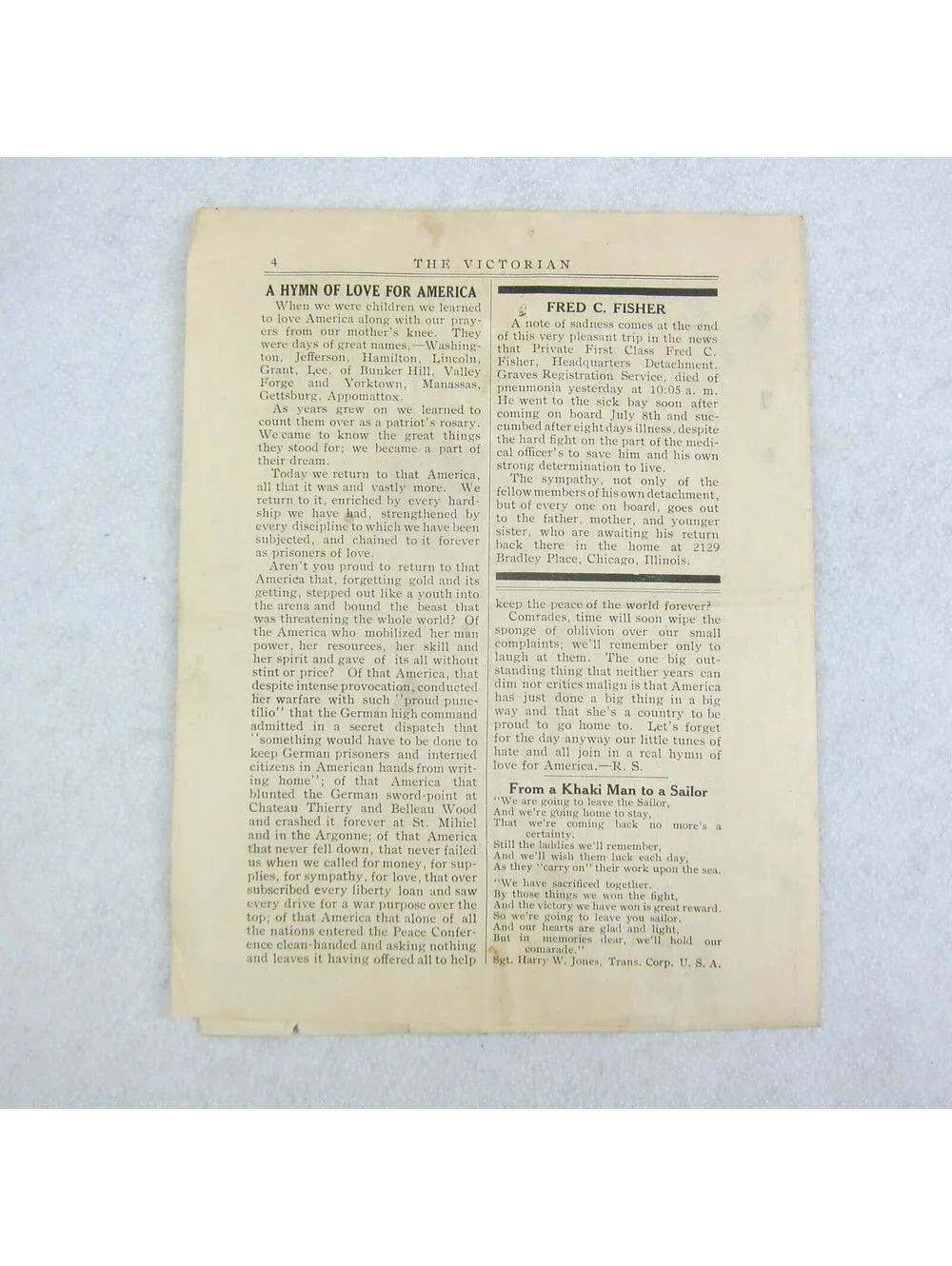 USS Kaiserin Auguste Victoria Shipboard Newspaper The Victorian WWI 17 July 1919